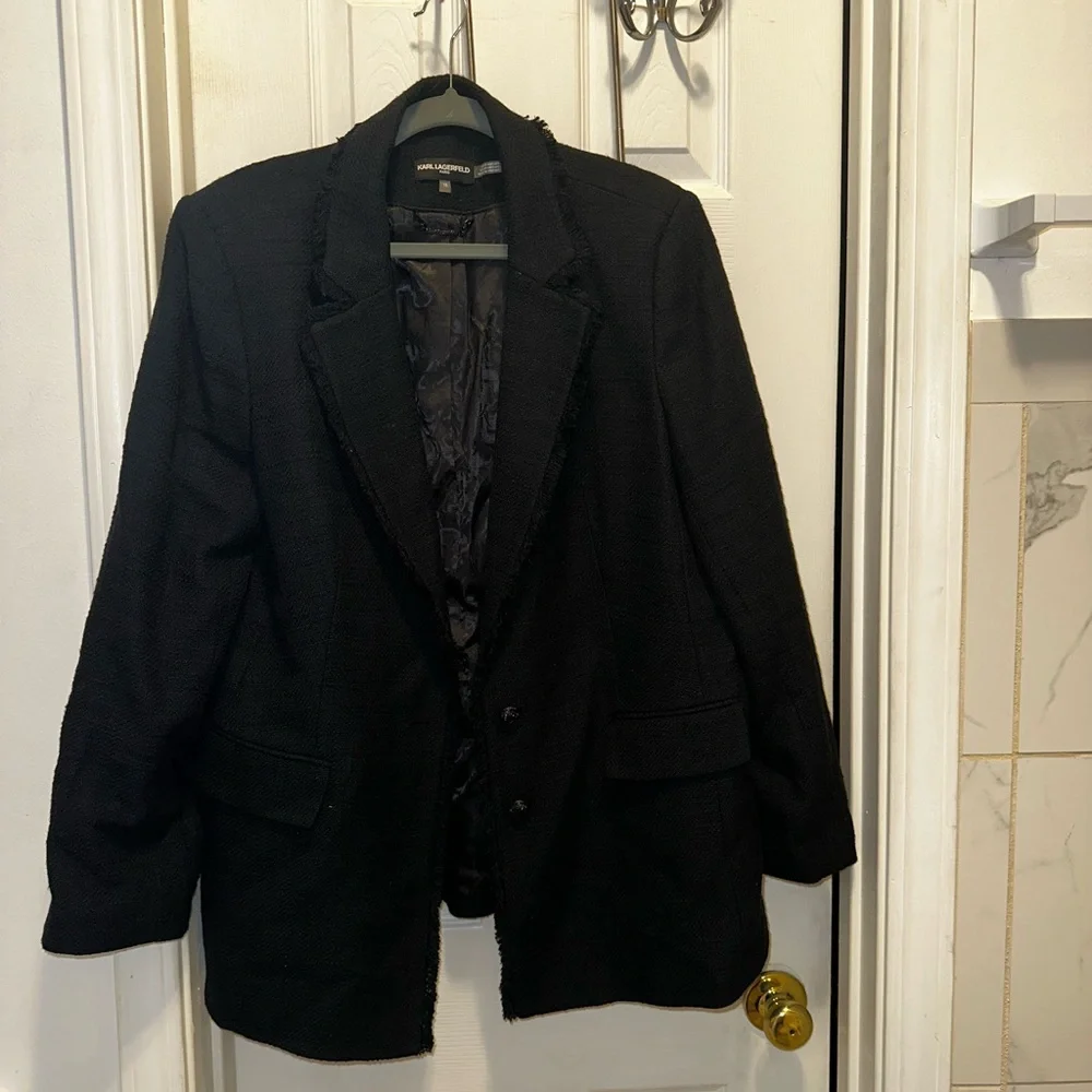 EUC Karl Lagerfeld Textured Black Jacket - Picture 1 of 11